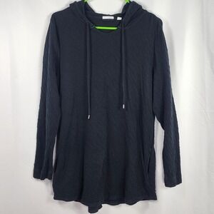 Pure Jill Hoodie Womens Medium Black Minimalist Boho Capsule Lagenlook Cotton